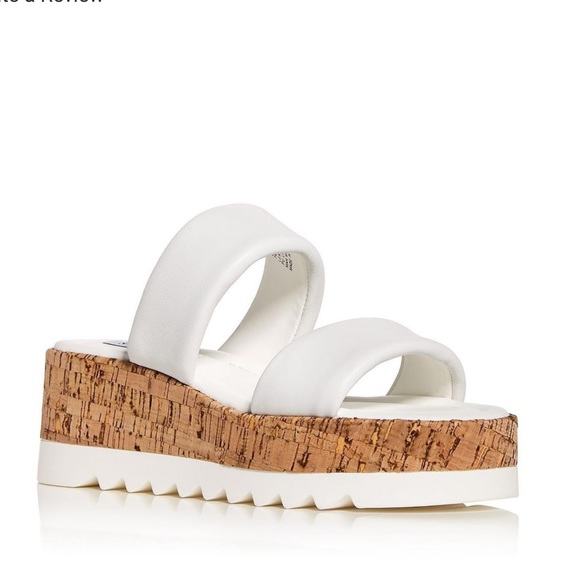 Steve Madden Shoes - Steve Madden Defuse Leather Wedge Slide Sandals